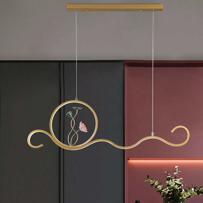 Linear Shape Island Lights Modern Style Metal Two Light Pendant Lighting