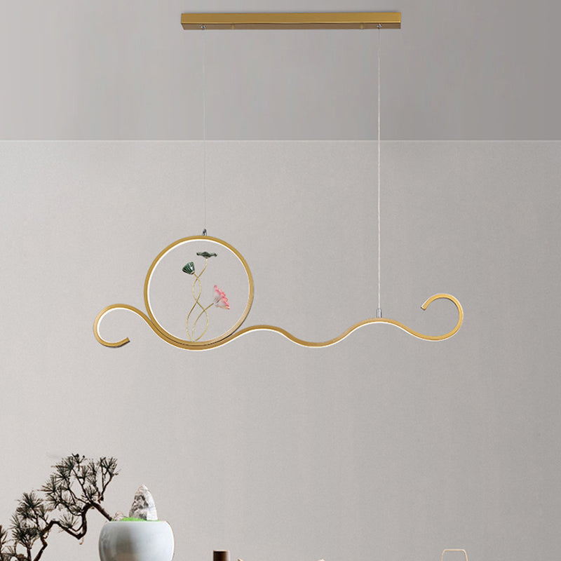 Linear Shape Island Lights Modern Style Metal Two Light Pendant Lighting