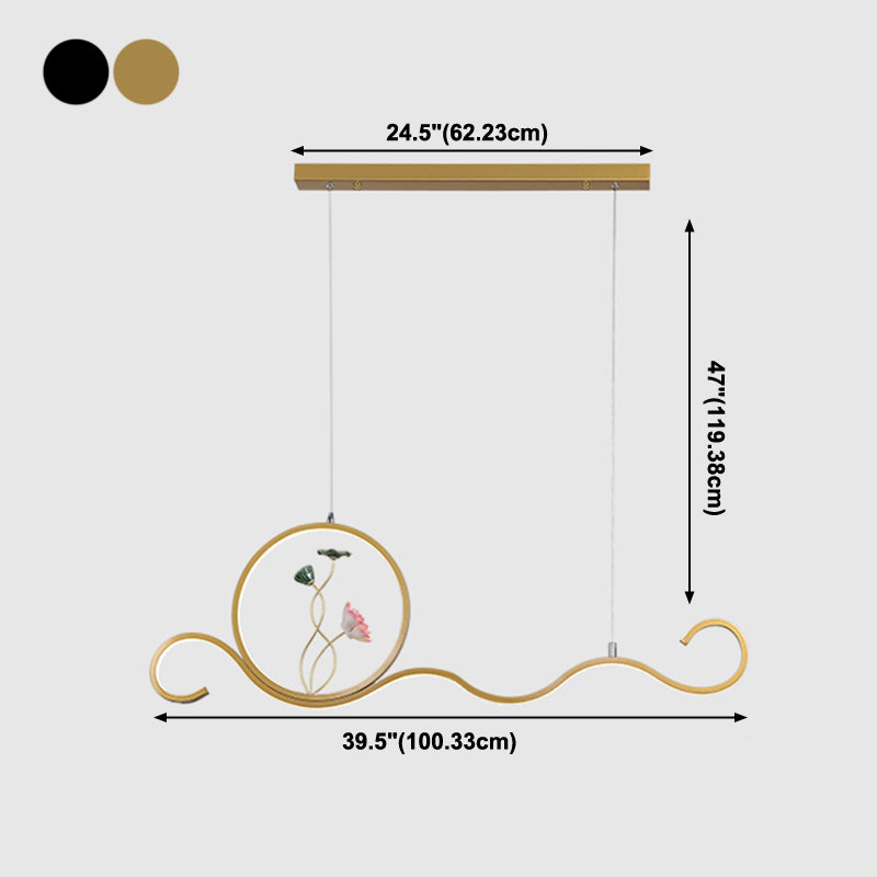 Linear Shape Island Lights Modern Style Metal Two Light Pendant Lighting