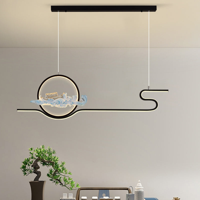 Linear Shape Island Lights Modern Style Metal 2-Light Pendant Light Fixtures