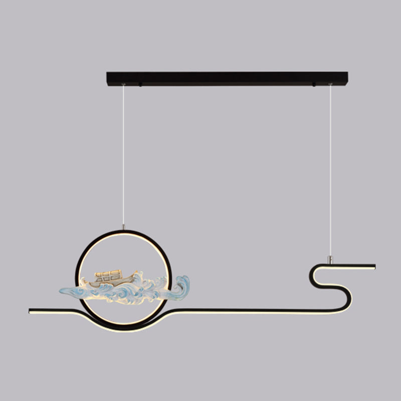 Linear Shape Island Lights Modern Style Metal 2-Light Pendant Light Fixtures