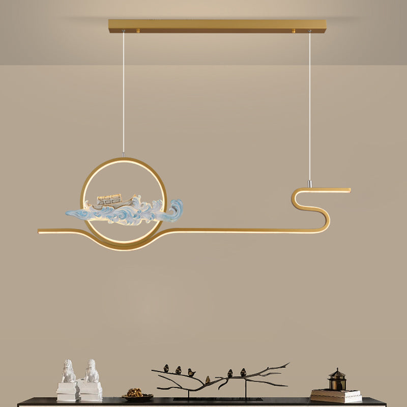 Linear Shape Island Lights Modern Style Metal 2-Light Pendant Light Fixtures