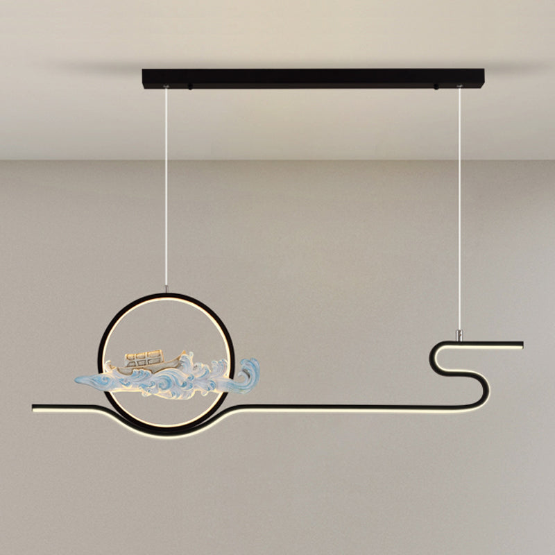 Linear Shape Island Lights Modern Style Metal 2-Light Pendant Light Fixtures