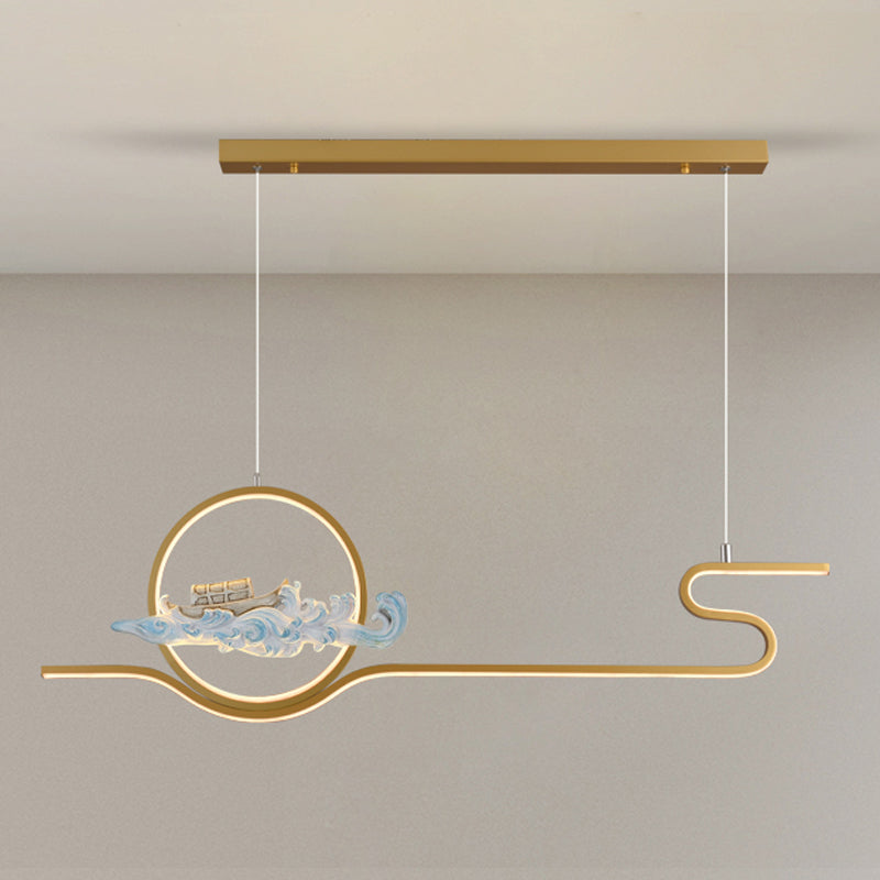 Linear Shape Island Lights Modern Style Metal 2-Light Pendant Light Fixtures