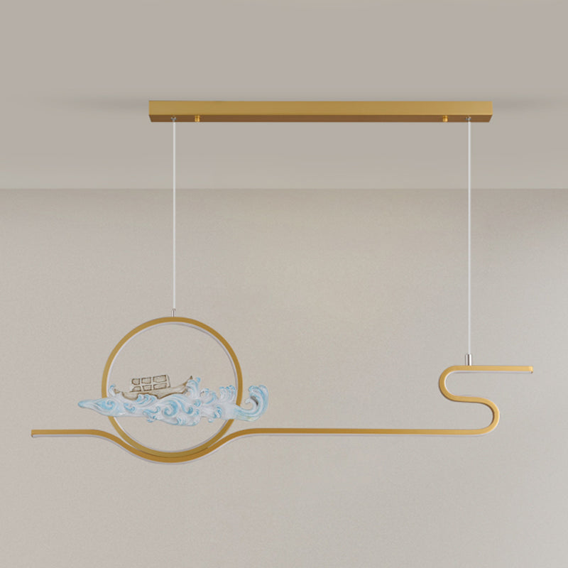 Linear Shape Island Lights Modern Style Metal 2-Light Pendant Light Fixtures