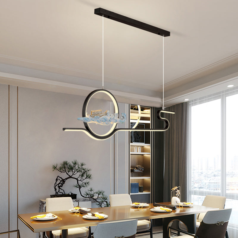 Linear Shape Island Lights Modern Style Metal 2-Light Pendant Light Fixtures