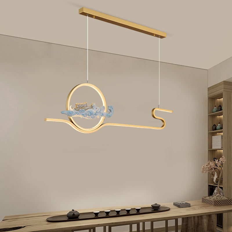 Linear Shape Island Lights Modern Style Metal 2-Light Pendant Light Fixtures