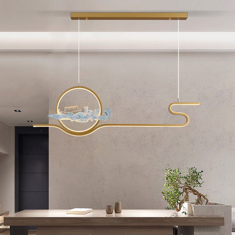 Linear Shape Island Lights Modern Style Metal 2-Light Pendant Light Fixtures