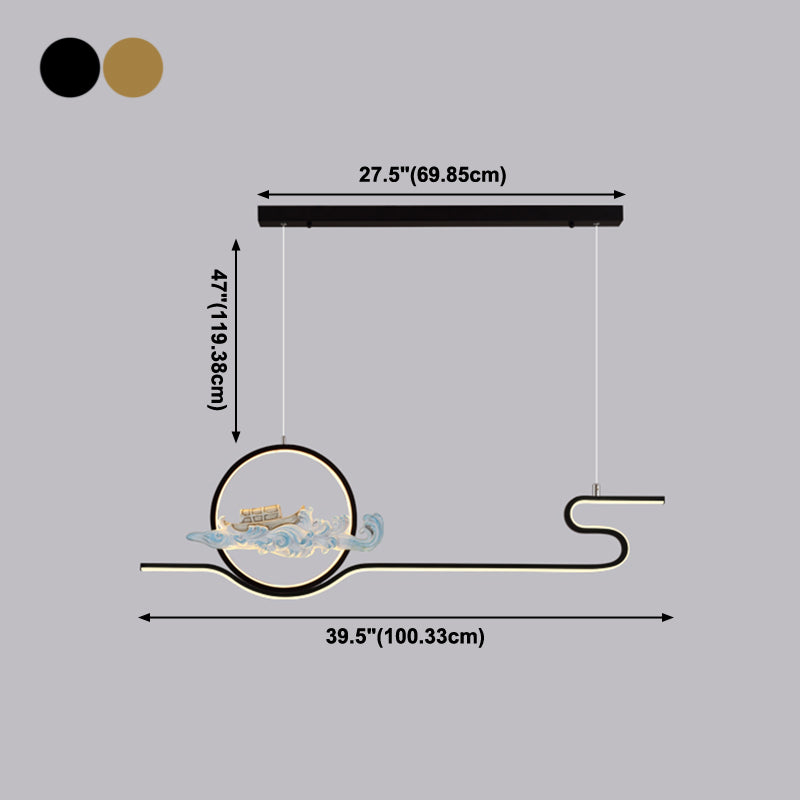 Linear Shape Island Lights Modern Style Metal 2-Light Pendant Light Fixtures