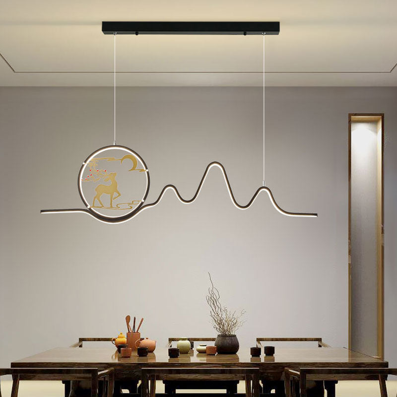 Linear Shape Island Lights Modern Style Metal Two Light Pendant Light Fixtures