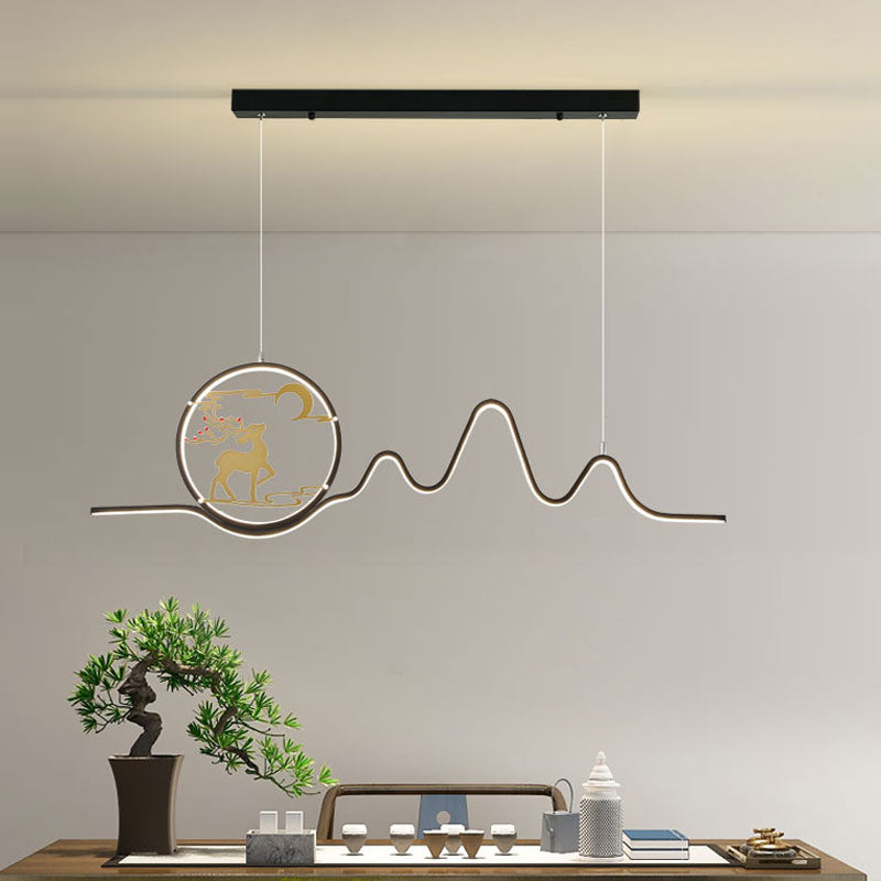 Linear Shape Island Lights Modern Style Metal Two Light Pendant Light Fixtures