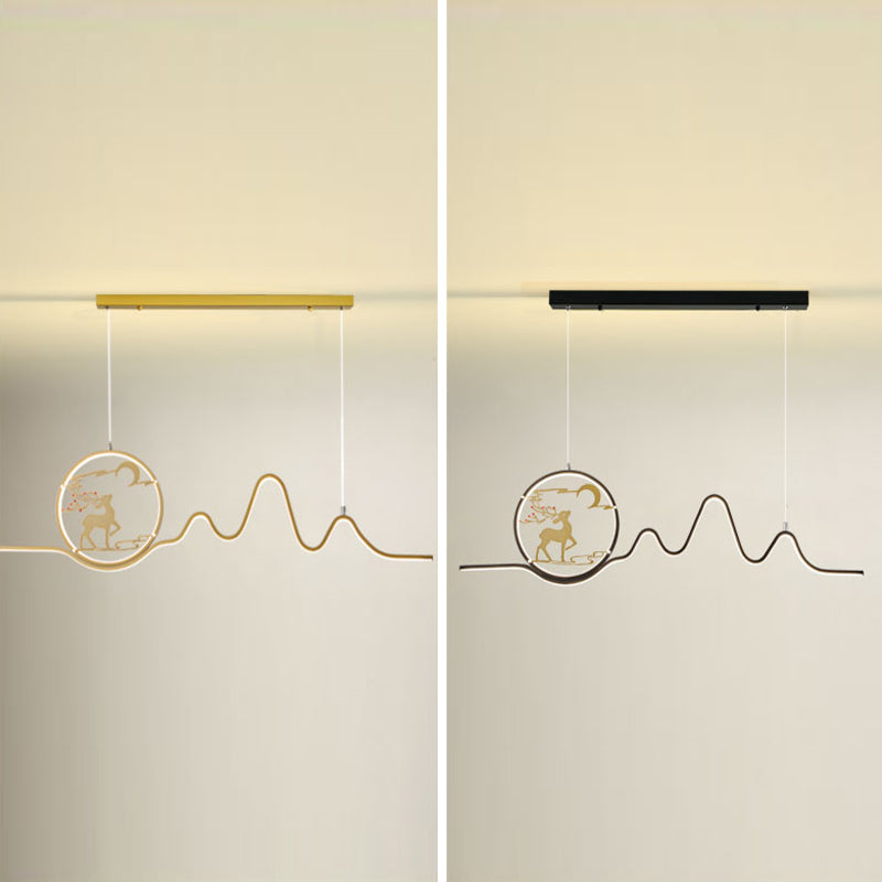 Linear Shape Island Lights Modern Style Metal Two Light Pendant Light Fixtures