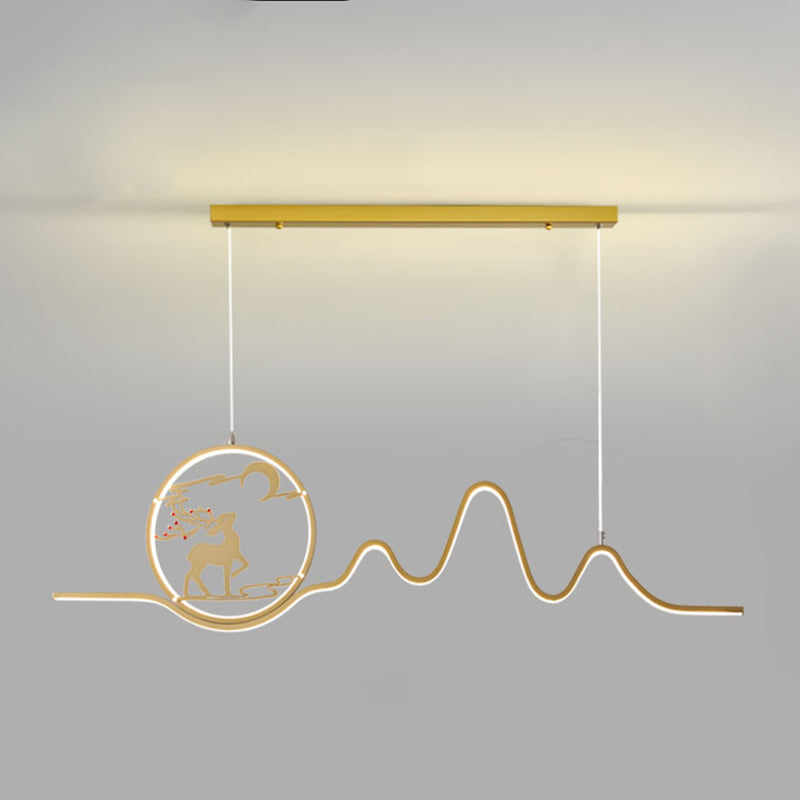 Linear Shape Island Lights Modern Style Metal Two Light Pendant Light Fixtures