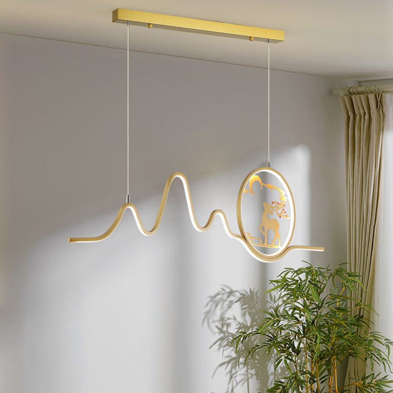 Linear Shape Island Lights Modern Style Metal Two Light Pendant Light Fixtures