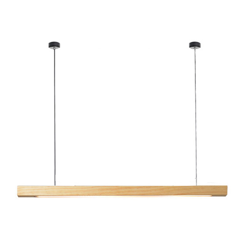Linear Shape Island Light Modern Style Wood One Light Pendant Light Fixture