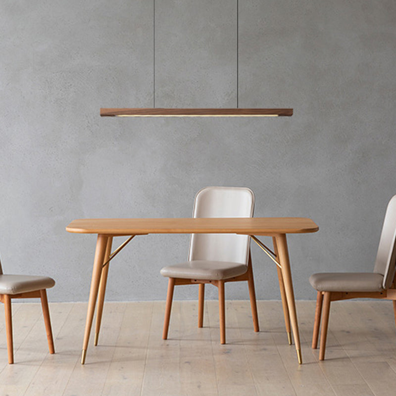 Linear Shape Island Light Modern Style Wood One Light Pendant Light Fixture