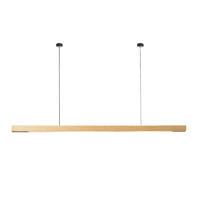 Linear Shape Island Light Modern Style Wood One Light Pendant Light Fixture