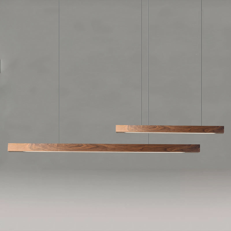 Linear Shape Island Light Modern Style Wood One Light Pendant Light Fixture