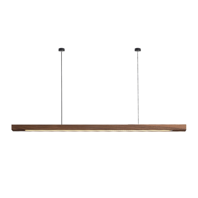 Linear Shape Island Light Modern Style Wood One Light Pendant Light Fixture