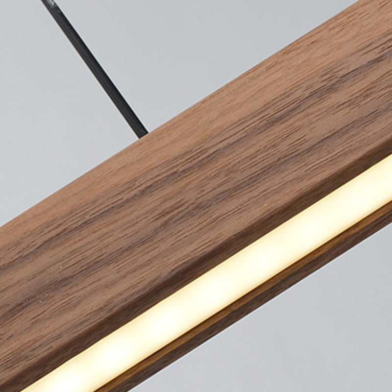 Linear Shape Island Light Modern Style Wood One Light Pendant Light Fixture
