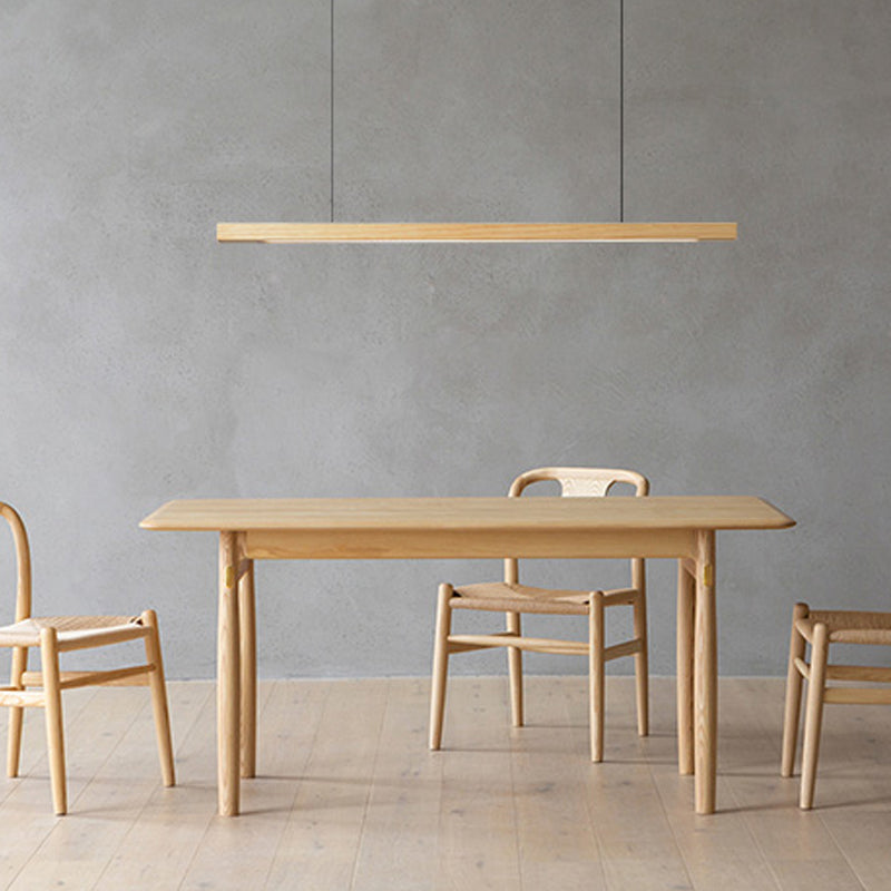 Linear Shape Island Light Modern Style Wood One Light Pendant Light Fixture