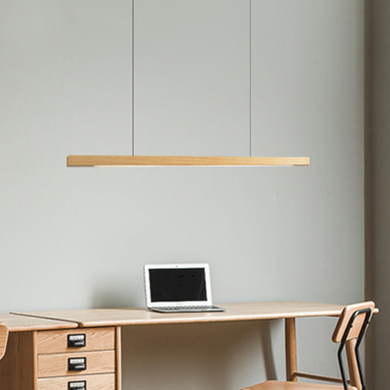 Linear Shape Island Light Modern Style Wood One Light Pendant Light Fixture