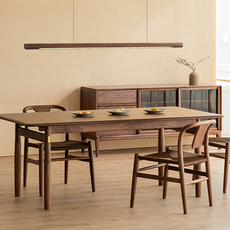 Linear Shape Island Light Modern Style Wood One Light Pendant Light Fixture