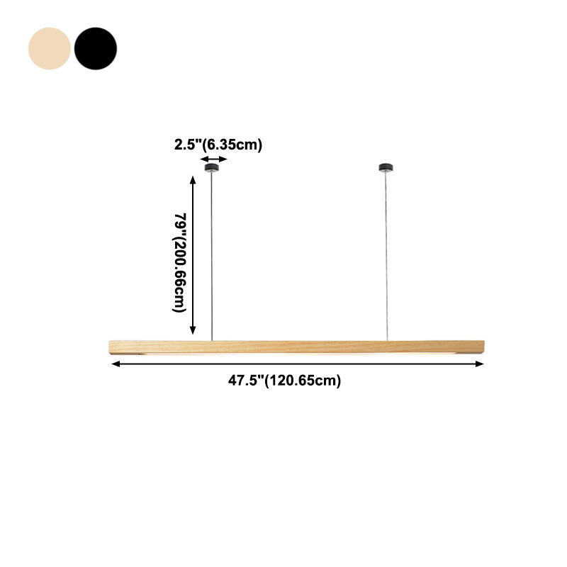 Linear Shape Island Light Modern Style Wood One Light Pendant Light Fixture