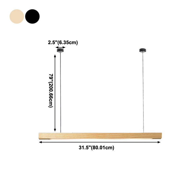 Linear Shape Island Light Modern Style Wood One Light Pendant Light Fixture
