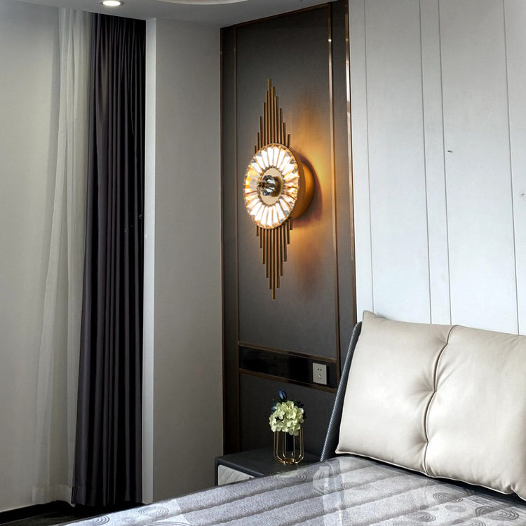 Contemporary Round Sconce Lights Metal and Crystal 3 Lights Wall Mount Light Fixture