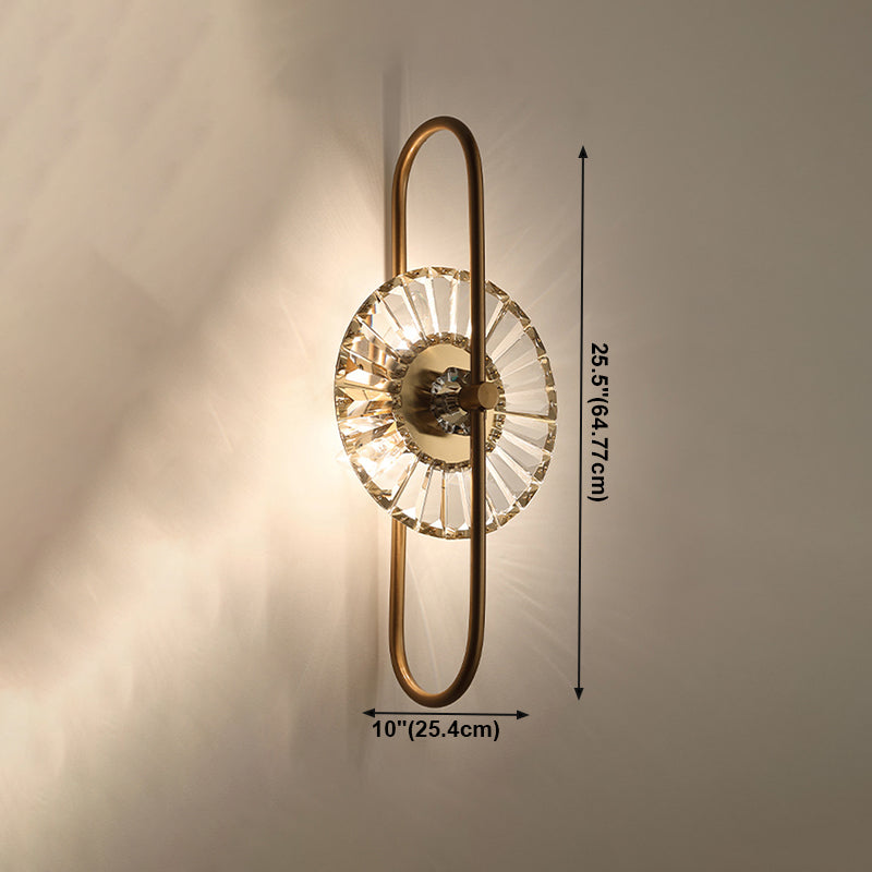 Contemporary Round Sconce Lights Metal and Crystal 3 Lights Wall Mount Light Fixture