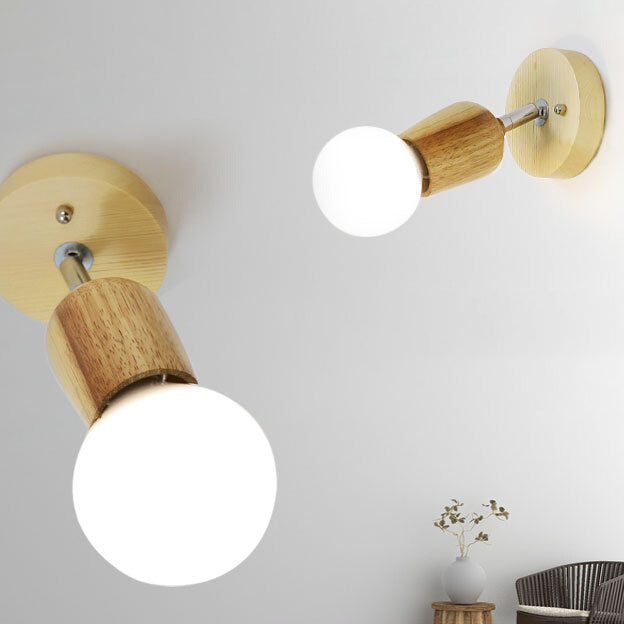 Modern Style Geometric Sconce Lights Wood 1 Light Wall Lighting Fixtures