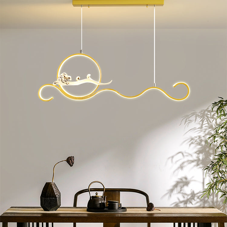 Modern Style Linear Shape Island Lights Metal 2-Light Pendant Lights