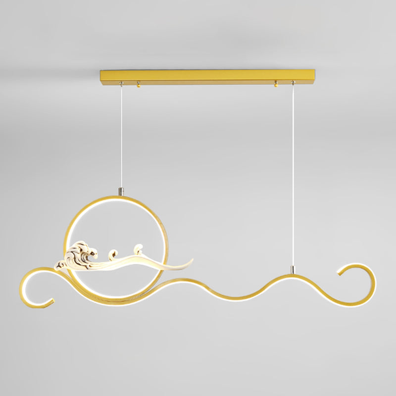 Modern Style Linear Shape Island Lights Metal 2-Light Pendant Lights