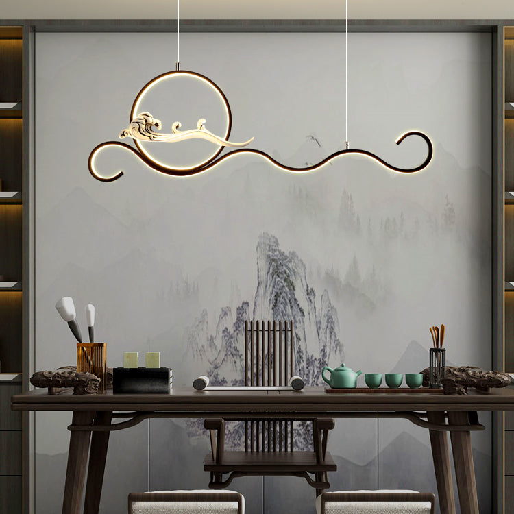 Modern Style Linear Shape Island Lights Metal 2-Light Pendant Lights