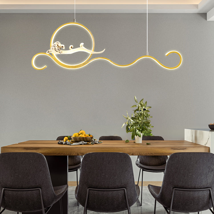 Modern Style Linear Shape Island Lights Metal 2-Light Pendant Lights