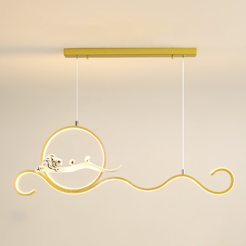 Modern Style Linear Shape Island Lights Metal 2-Light Pendant Lights