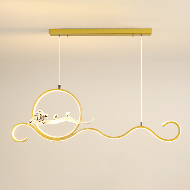 Modern Style Linear Shape Island Lights Metal 2-Light Pendant Lights