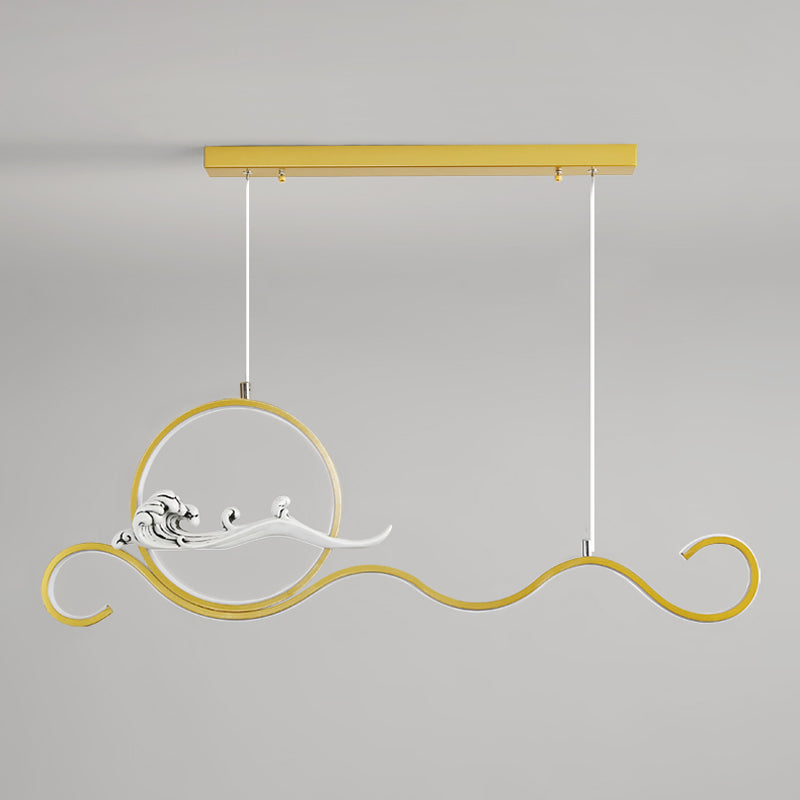 Modern Style Linear Shape Island Lights Metal 2-Light Pendant Lights