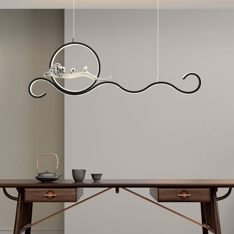 Modern Style Linear Shape Island Lights Metal 2-Light Pendant Lights