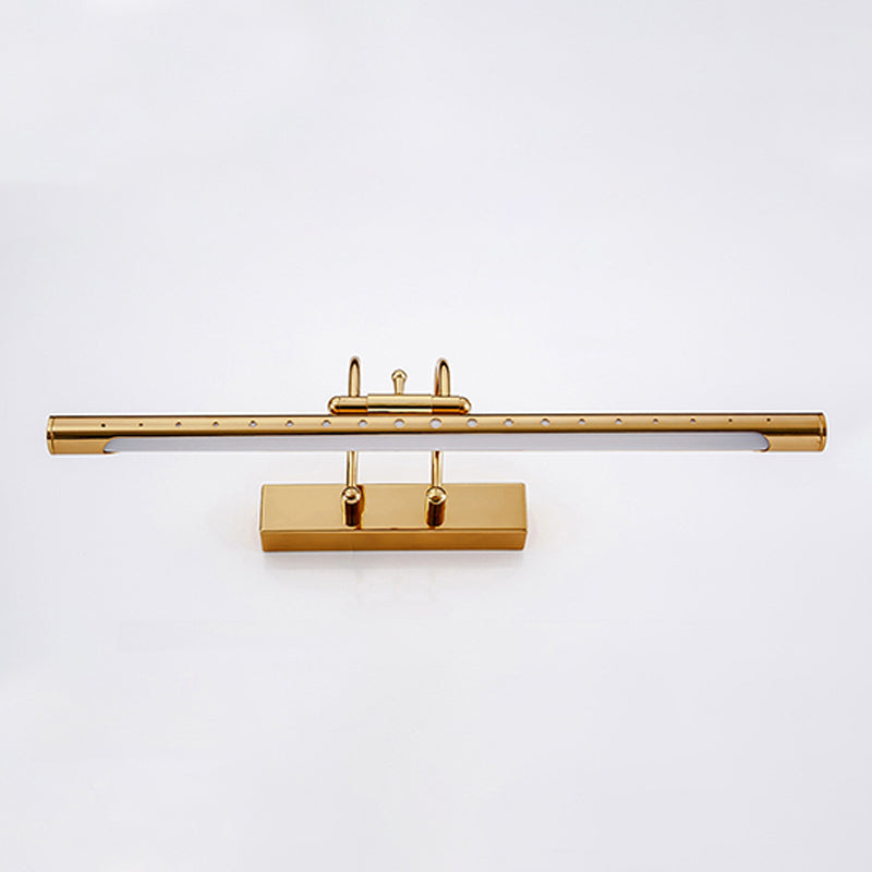 Metal Linear Shade Wall Lighting Modern 1 Light Mirror Wall Mount Light Fixture in Gold