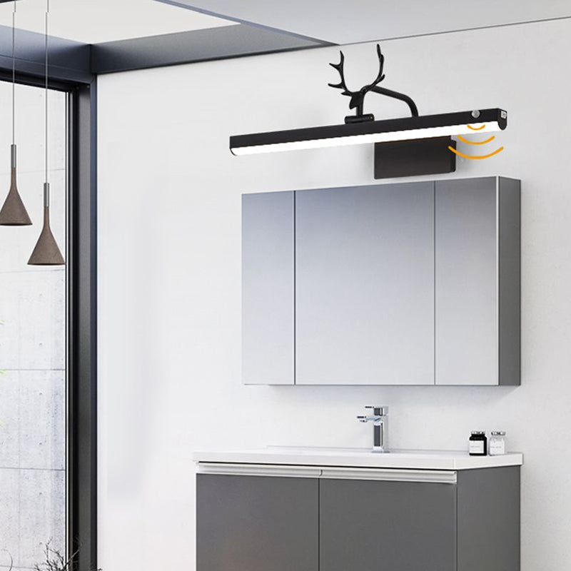Metall Linear Wandleuchte moderne 1-Lichtspiegel Wandhalterung Licht in Schwarz