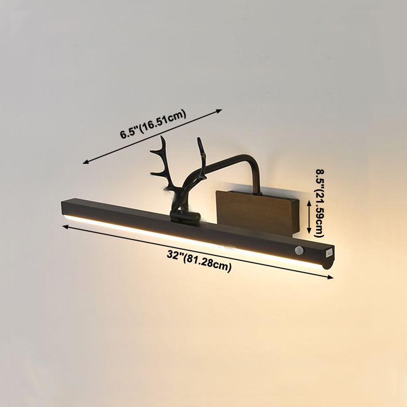 Metall Linear Wandleuchte moderne 1-Lichtspiegel Wandhalterung Licht in Schwarz