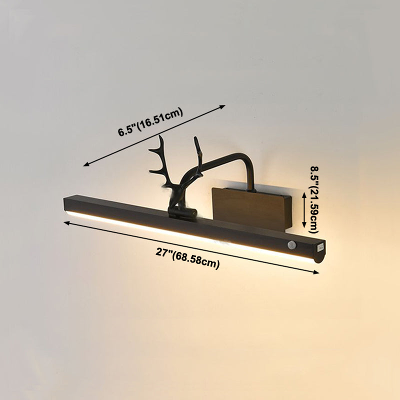 Metall Linear Wandleuchte moderne 1-Lichtspiegel Wandhalterung Licht in Schwarz