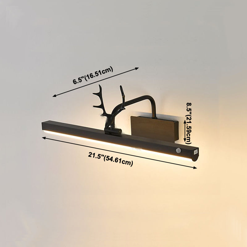 Metall Linear Wandleuchte moderne 1-Lichtspiegel Wandhalterung Licht in Schwarz