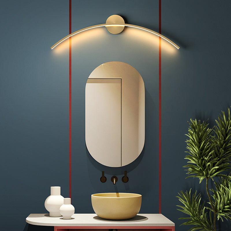 Luce da parete a specchio lineare in metallo moderno lampada a parete singola a parete in ottone