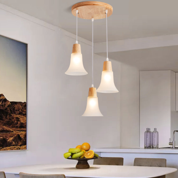 Moderne creatieve hangende lamp houten geometrische hanglamp met mat glazen schaduw