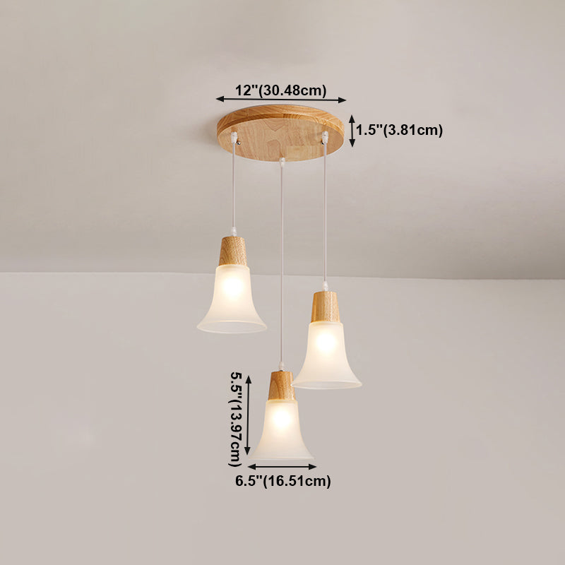 Moderne creatieve hangende lamp houten geometrische hanglamp met mat glazen schaduw