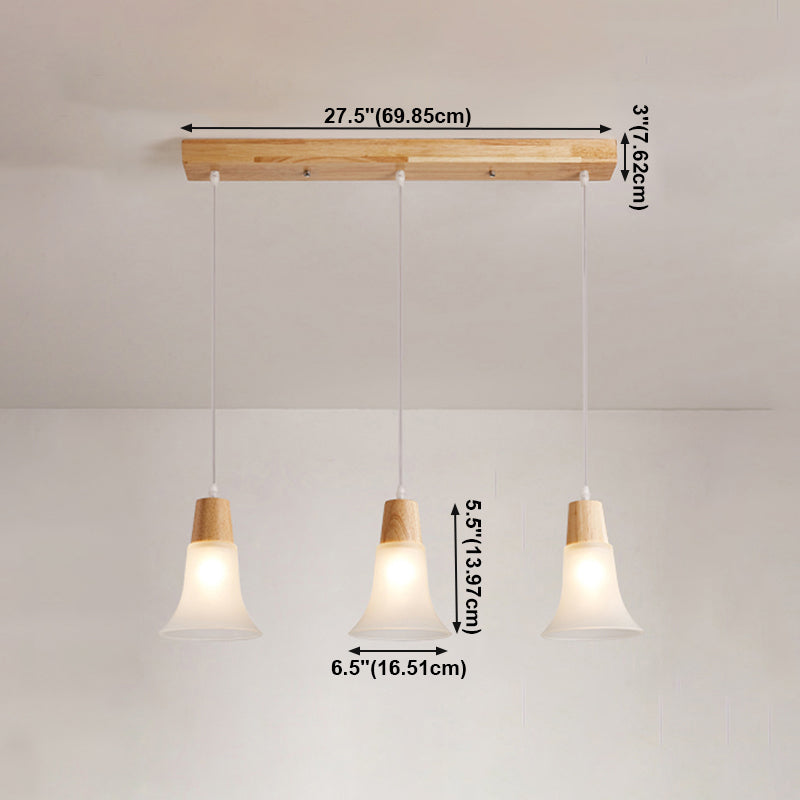 Moderne creatieve hangende lamp houten geometrische hanglamp met mat glazen schaduw