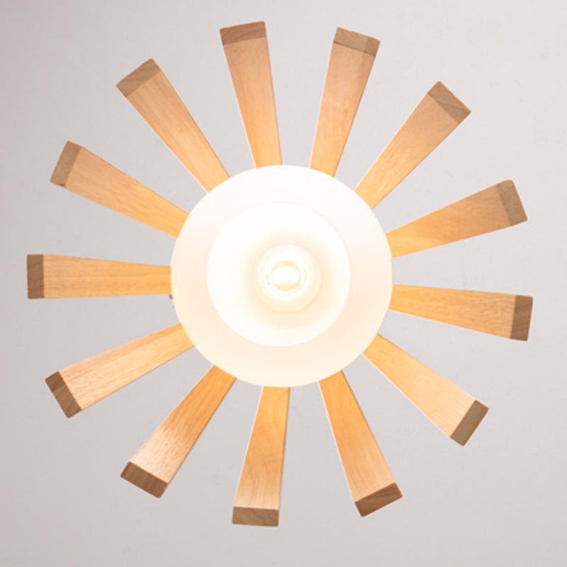 Minimaliste moderne à la lampe suspendue à la lampe en bois de bois avec une teinte en verre